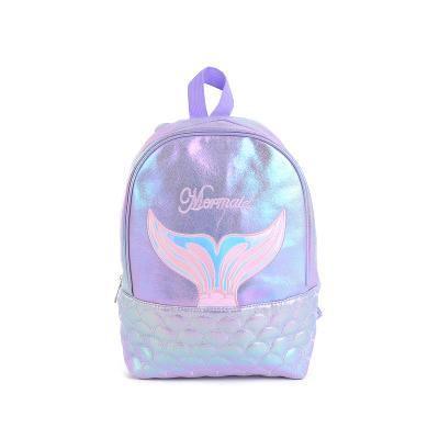 China Anti-theft Back to Waterproof Mermaid Tail School Outdoor Sport Holographic Embroidery Purple Stitching Pu Rides for Girls and Woman for sale