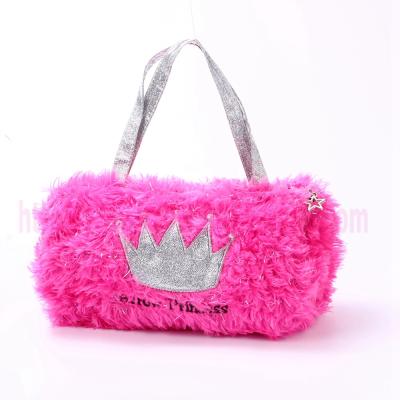 China Mini Round Fashion Plush Handbag Glitter Handle Bag For Kids for sale