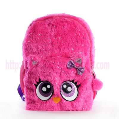 China None 2020 Fashionable Pink Plush Furry Cartoon Cat Women And Girls Cute Plush Backpack Custom Made Kids Mini for sale