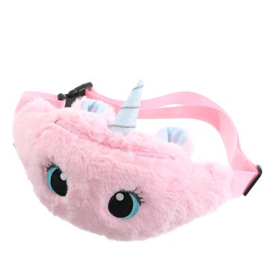 China 2021 New Cartoon Water Proof Girl Tie Dye Fur Waist Bag Kindergarten Kids Cute Unicorn Glitter Waist Bag Messenger Bag for sale