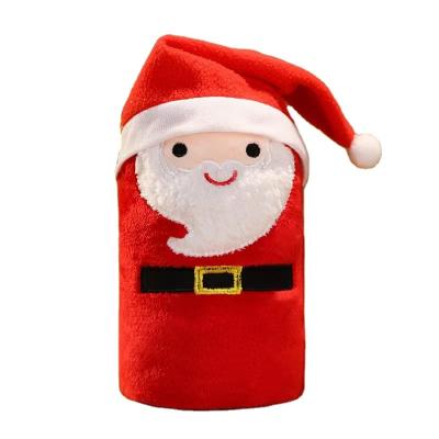 China Creative Cartoon Santa Claus Snowman Deer Christmas Gift Folded Warm Flannel Throws Towel Blanket for sale