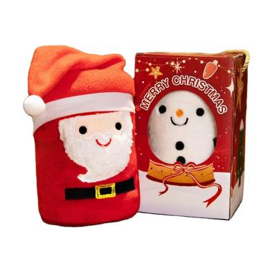 China Christmas Gift Santa Claus Snowman Warm Flannel Throws Folded Blanket for Winter for sale