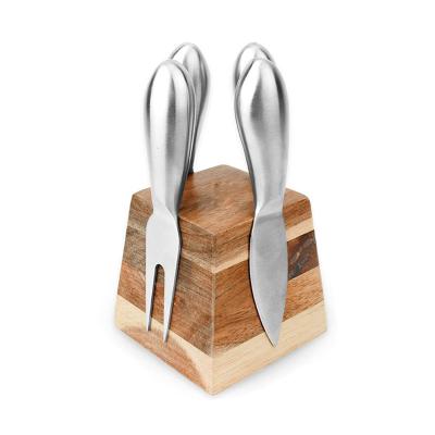 China Acacia Wood Kitchen Knife Holder Viable High Quality Knife Accessory With Cheese Cutter Knife for sale