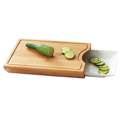 China Sustainable Eco-Friendly Natural Kitchen Cutting Board Chopper With Food Storage Drawer Set for sale