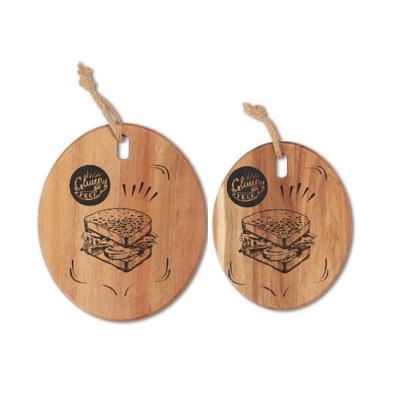 China Hot Selling Natural Wooden Round Cutting Board Viable Acacia Wood Cutting Chopper for sale