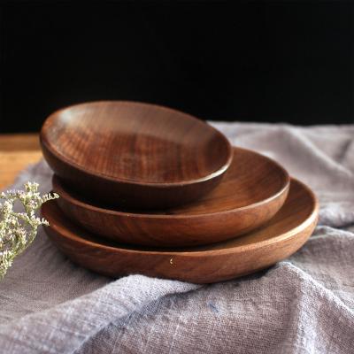 China Sustainable Hot Sale Wooden Serving Tray Cheap Wholesale High Quality Acacia Dim Sum Plate Serving Dishes for sale