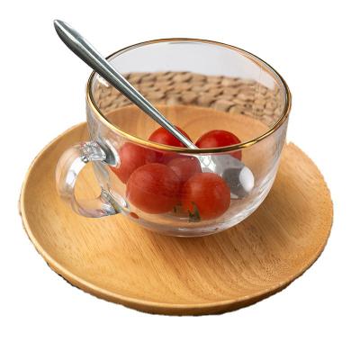 China Wholesale Wooden Rubber Factory Fruit Tray Hotel Party Coffee Tea Bread Food Round Serving Tray for sale