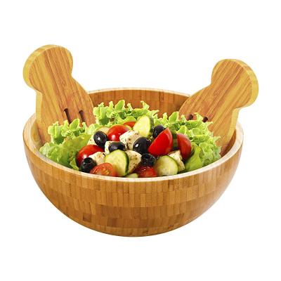 China Sustainable Multifunctional Eco - Friendly Bamboo Salad Bowl Set Large Fruit Salad Serving Bowl for sale