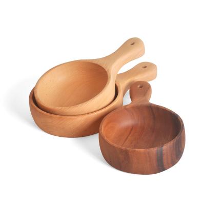 China Sustainable Factory Wholesale Beech Wood Salad Bowl Material Eco - Friendly Acacia Wood Multifunctional Bowl for sale