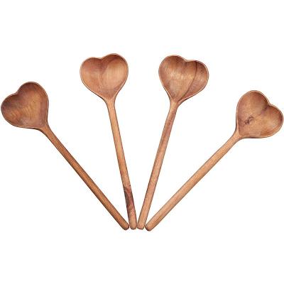 China Sustainable Multifunction Acacia Wood Cooking Utensils Wooden Spoon Heart Shaped Measuring Cup for sale