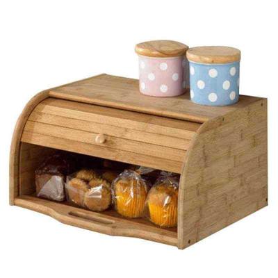 China Freshness Preservation Multifunctional 2 in 1 Wooden Bread Box Acacia Kitchen Fiber Natural Bamboo Bread Box for sale