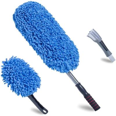 China 3 Stück Blau Weicher Duster Auto Detail Bürste Mikrofiber Legierung Rad Bürste Mit Langen Griff zu verkaufen