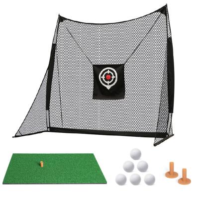 China Iron Pole Assemble Golf Hitting Cage Golf Ball Practice Range Netting Net And Golf Training Mat For Outdoor Garage for sale