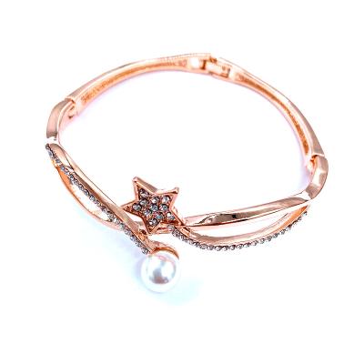 China Miss Korean Fashion Big Five-pointed Diamond Plated Rose Gold Small High-end Fragrant Bracelet Bangle Star Bead Bracelet for sale