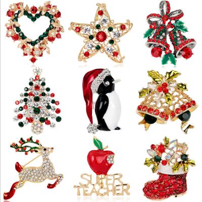 China European and American Europe and America fashion rhinestone brooch Christmas tree color rhinestone brooch children's brooch cute cute brooch for sale