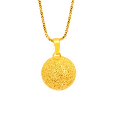 China Vintage Vietnam Sand Gold Pendant Necklace Female Frosted Transfer Beads Copper Golden Hollow Exquisite Necklace for sale