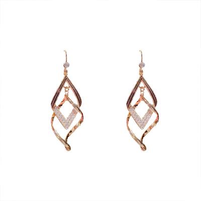 China New Friendly S925 Silver Needle Inlaid Diamond Earrings Real Gold Plating Geometric Temperament Net Red Earrings for sale