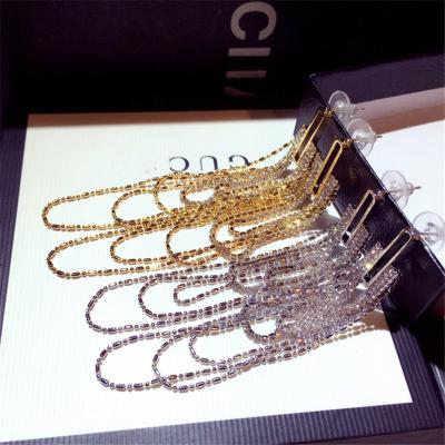 China Friendly Silver S925 Needle Curved Female Korean Tassel Temperament Personality Super Diamond Earrings Long Needle Earrings Earrings for sale