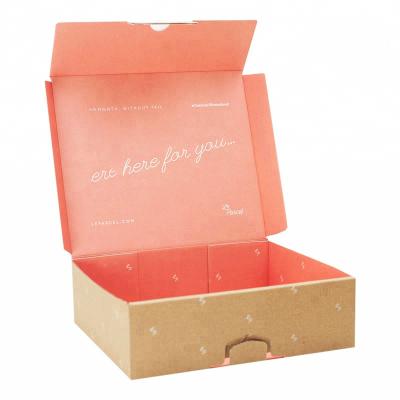 China Recyclable Custom Simple Pink Color Corrugated Packaging Mail Product Folding Paper Box Kraft Paper Box for sale