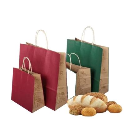 China Wholesale Recyclable Cheap Custom Print Restaurant Take Away Food Packaging Eco Recycle Brown Kraft Paper Grocery Bag With Handle for sale