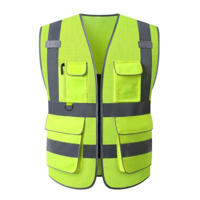 China Multi Pockets High Visibility Mesh Reflective Safety Vest Reflective Vest Workwear Safety for sale