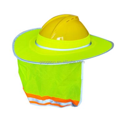 China Road Safety Workplace Safety Hard Hat Hard Hat High Reflective Breathable Sun Shade For Worker Protect From Sun Full Brim Neck Fin for sale