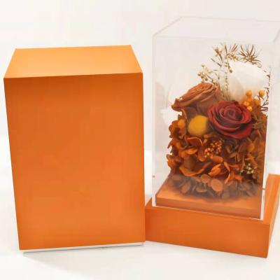 China Amazon Flower Natural New Product 2022 Most Popular Preserved Flower Opens Flowers In Acrylic Flower Box For Mothers Day Gift for sale