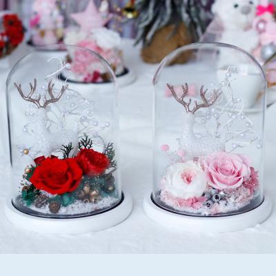 China Romantic Preserved Real Natural Preserved Roses Of Rose Every Love Everlasting Real Touch Flowers In Glass Dome Perfect Christmas Gifts for sale