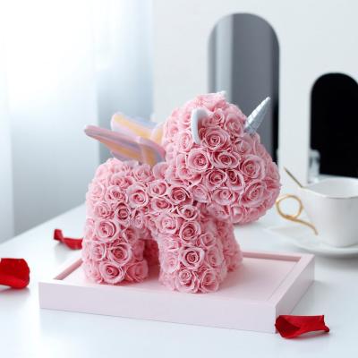 China Real Natural Grow Pure Rose Unicorn With Box Floral Decor PE Foam Christmas Roses Valentines Gifts Wholesale Flora San Valentine Artificial Flowers for sale