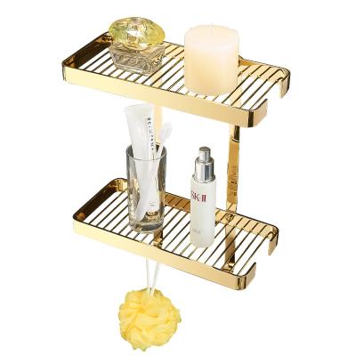 China Modern Customizable Double Brass Bathroom Shelf for sale