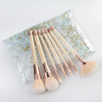 China Angular Blush Crystal Diamond Eye Concealer Make Up Brush Liquid Brushes 7pcs Glitter Makeup Set Brush for sale