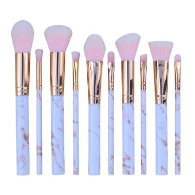 China Angular Blush Private Label Black And Pink Color Cruelty Free Marble Makeup Brush Set for sale