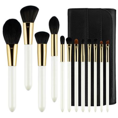 China Angular Blush Vegan Luxury Travel Logo Makeup Brush Synthetic Hair Custom Makeup Brush KENO Manufacture 12PCS Soft Cosmetics Brush With Bag for sale