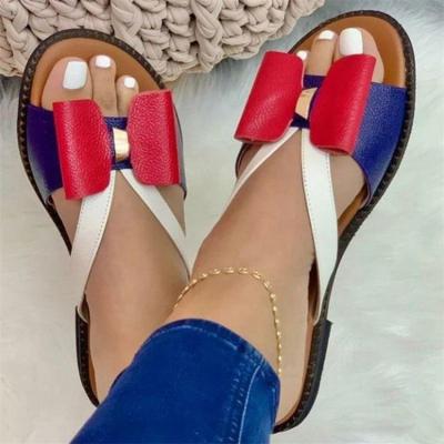 China Lady Slides Flats Slip-On Sandals Butterfly-knot Cute Summer Fashion Trend Ladies Slippers Casual Shoes For Women 2022 for sale