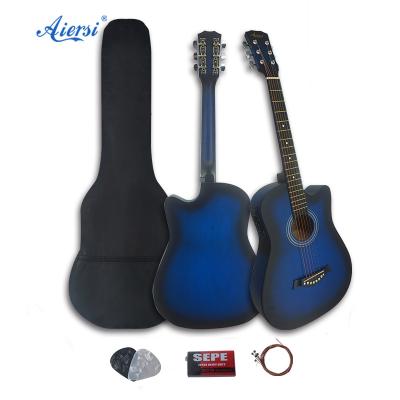 China Lindenwood OEM ODM Color Aiersi Electric Acoustic Guitar 38 Inch String Steel String Instruments For Sale for sale