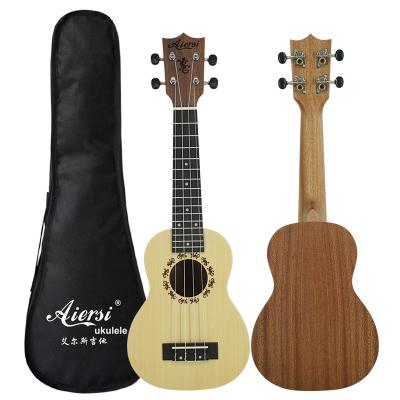 China Aiersi brand mahogany ukulele cheap price 21 inch soprano mahogany ukulele for sale for sale