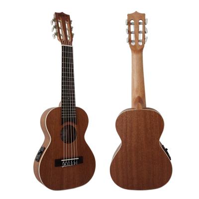 China Wholesale Price Custom Laminated Mahogany Aiersi Brand 28 Inch Mahogany Body Ukulele Guitar 6-String Guitarlele Electric Musical Instruments for sale