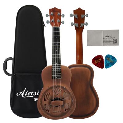 China Brand Brass Vintage Aiersi Matt Body Rust Red 24 Inch Concert Bell Body Brass Ukelele Hawaii Ukelele Ukuleles With Case For Sale for sale