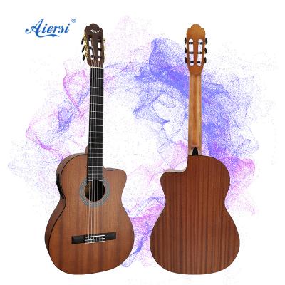 China Aiersi Traditional Spanish Brand Cheap Price Electric Cutaway Skills Vintage Guitar With Natural Color for sale