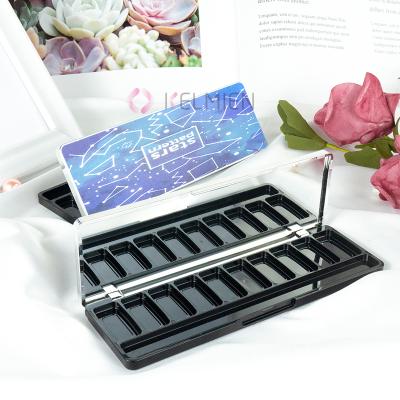 China Makeup 10 Colors Eyeshadow Dish Makeup Custom Packaging Empty Eyeshadow Palette With Mirror OEM Plastic Cuboid for sale