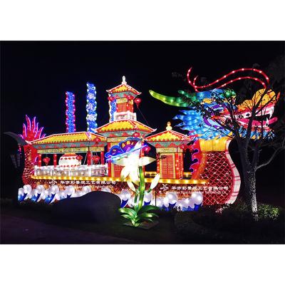 China Chinese Lantern Festival Indoor Outdoor Christmas Ornaments Giant Zodiac Animal Lanterns Led Silk Dragon Lantern For New Year Decoration for sale