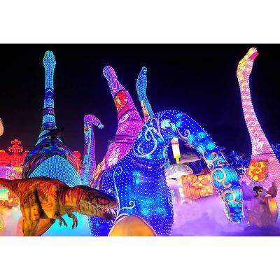 China Indoor Outdoor Chinese Traditional Festival Display Dinosaur Lantern For Exhibition for sale