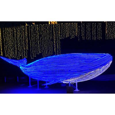 China Theme Park Indoor Outdoor Cartoon Festival Christmas Whale Theme Silk Lantern for sale