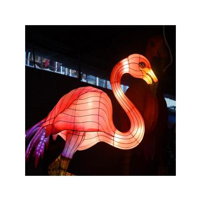 China Chinese Shape Indoor Outdoor Animal Flamingo Silk Lanterns for sale