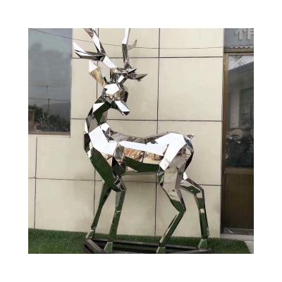 China Life Size Garden Deocration Mirror Stainless Steel Moose Deer Sculpture for sale