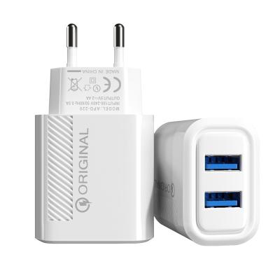 China Amazon Eu Travel Dual Usb 3A 2A Port Wall Charger Wholesale Hot Selling Fast Charging Plug Cell Phone US/EU CE Smart Rohs Charger for sale