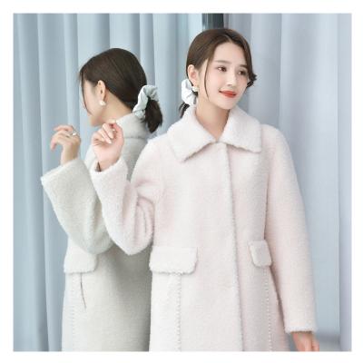 China Fleece jacket 2020 autumn and winter new fashion warm and comfortable 100% pure fur coat beige casual woolen ladies for sale