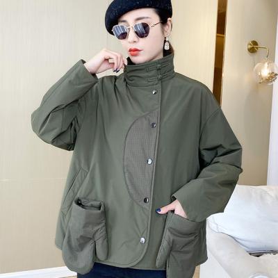 China Plus Size 2021 New Korean Acetate Fabric Coating Silk Parka With Ladies Plus Size Jacket for sale