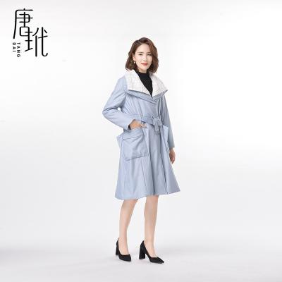 China New Arrivals Anti-Wrinkle Jacket Breathable Blue Mid Length Women's Fashionable Silk Down Jacket for sale