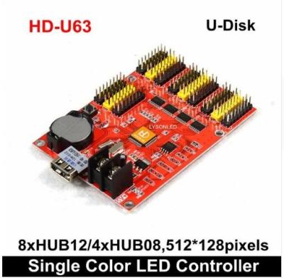 China Hd-U63 Usb-disk Port  P10 Led Display Control Card , Max 512x128 Pixels Single Color P4.75/P10 Led Module Control Card for sale